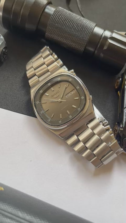 (Super Rare) Seiko 5 Grey Railway Time Square Dial (Pre Owned)