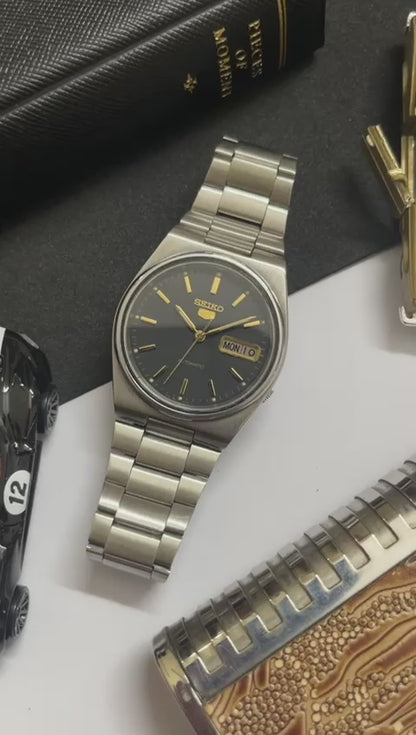 Seiko 5 Black Dial with Gold Indices (Pre Owned)