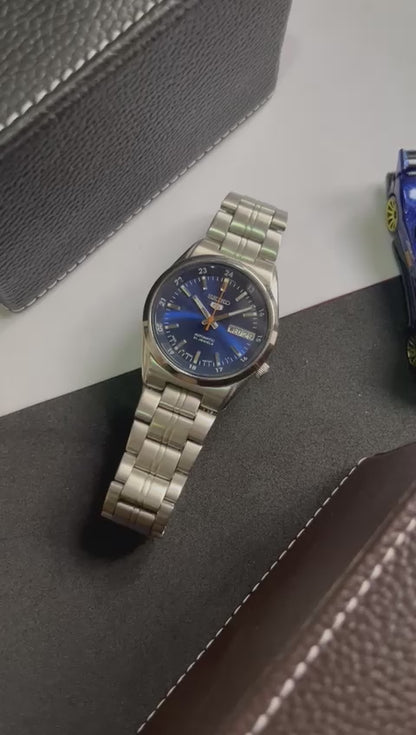 Seiko 5 - Blue Railway Time with Glass Back (Pre Owned)