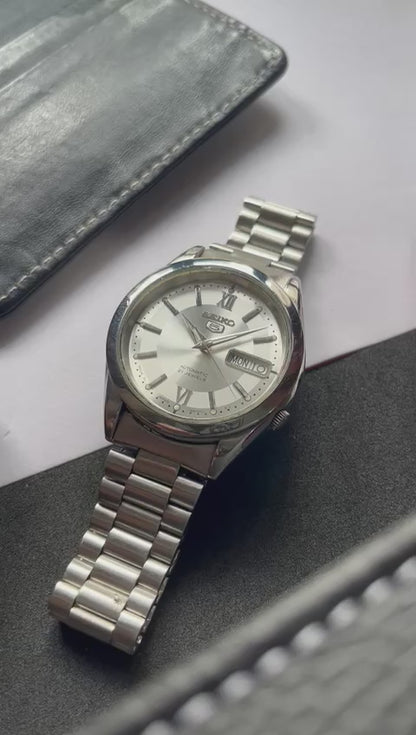 Seiko 5 - Silver Dial with Glass Back (Pre Owned)