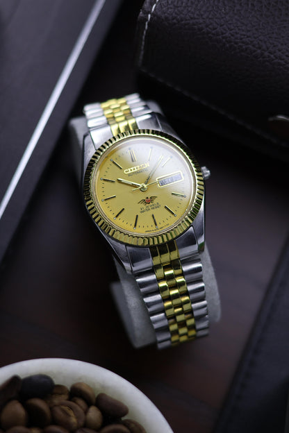 (Super Rare) Citizen Eagle 7 Two-Tone Champagne Dial with Fluted Bezel - Automatic Vintage Watch (Pre Owned) - A57