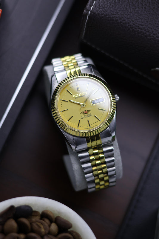 (Super Rare) Citizen Eagle 7 Two-Tone Champagne Dial with Fluted Bezel - Automatic Vintage Watch (Pre Owned) - A57